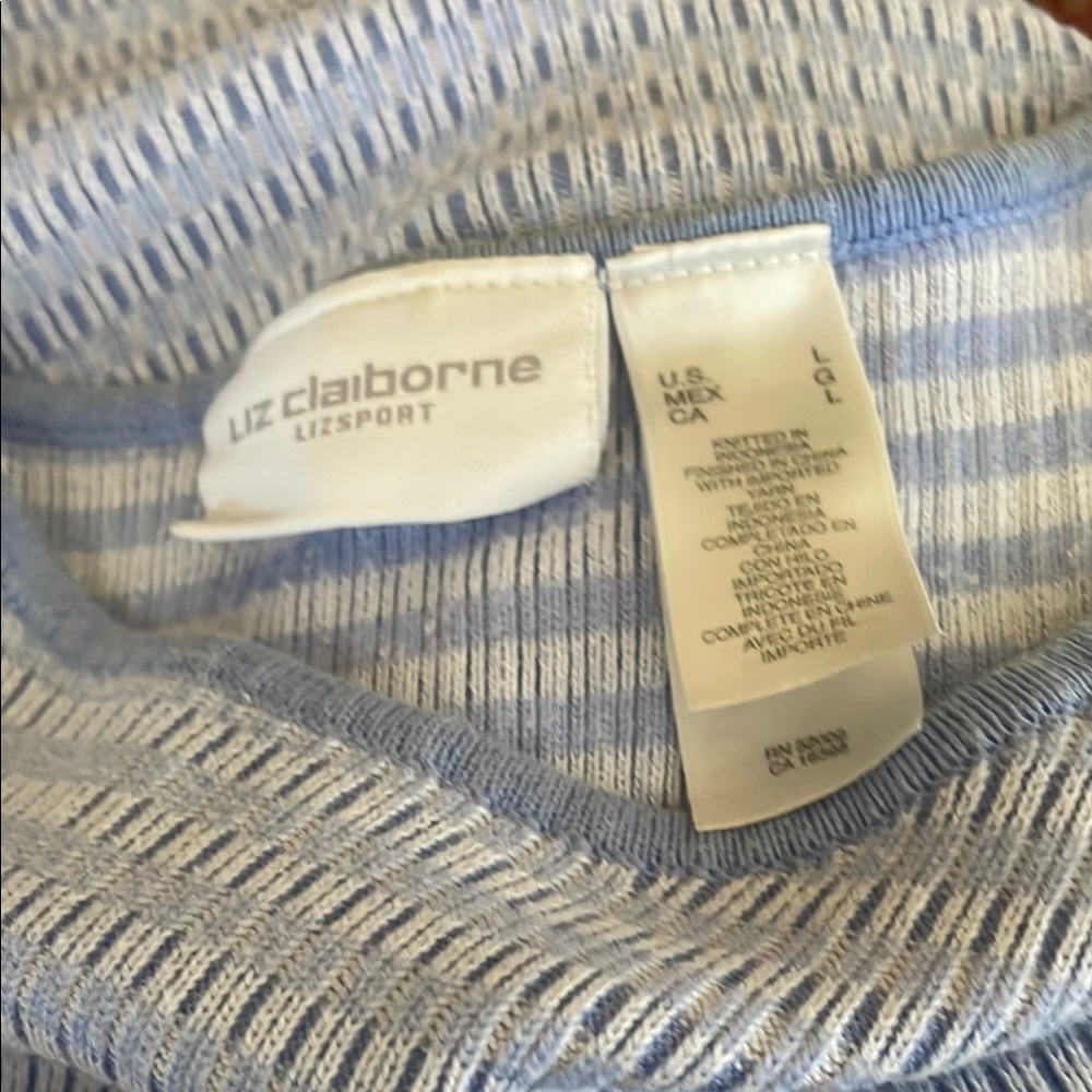 Liz Claiborne Light Blue Patterned Tank Top Size L - Picture 4 of 4